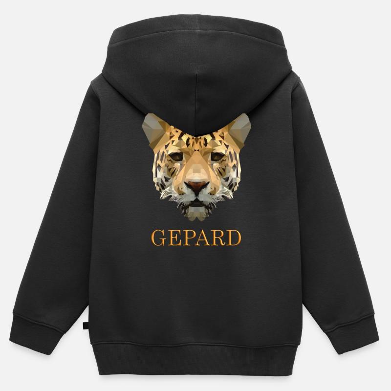 Guépard Avec police 3D - Sweat Premium à capuche zippé enfant bio - noir