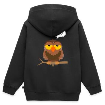 Eule Nö Nein Neinsager Kein Bock Faul Lustlos - Kinder Premium Organic Zip Hoodie - Schwarz - Hinten - AI Model Kid Male (0cm)