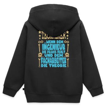Techniker Schule Abschluss Fortbildung Ingenieur - Kinder Premium Organic Zip Hoodie - Schwarz - Hinten - AI Model Kid Male (0cm)