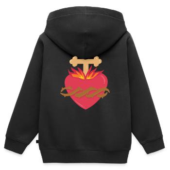 Sacré-Cœur de Jésus - Sweat Premium à capuche zippé enfant bio - noir - Dos - AI Model Kid Male (0cm)