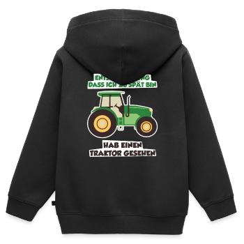 Hab einen Traktor gesehen - Kinder Premium Organic Zip Hoodie - Schwarz - Hinten - AI Model Kid Male (0cm)