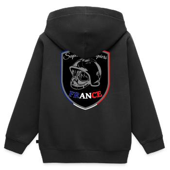 Firefighter blue white red France pennant BLACK - Kids Premium Organic Zip-up Hoodie - black - Back - AI Model Kid Male (0cm)