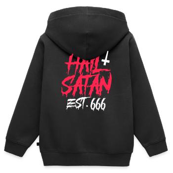 hail satan Design for a enthusiats of satan - Kids Premium Organic Zip-up Hoodie - black - Back - AI Model Kid Male (0cm)