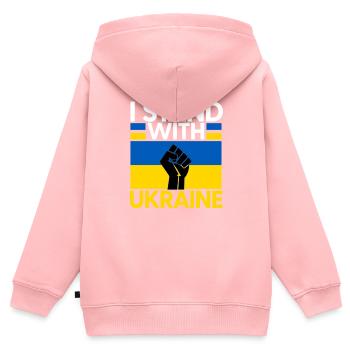 Ukraine - Kinder Premium Organic Zip Hoodie - Rosa - Hinten - AI Model Kid Female (0cm)