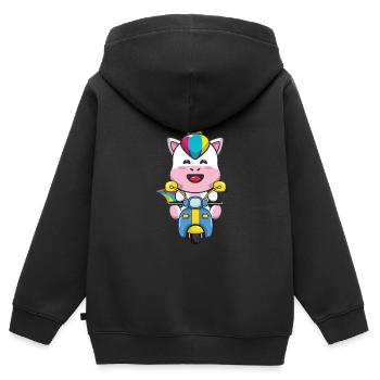 Licorne Licorne Scooter Scooter Moto - Sweat Premium à capuche zippé enfant bio - noir - Dos - AI Model Kid Male (0cm)