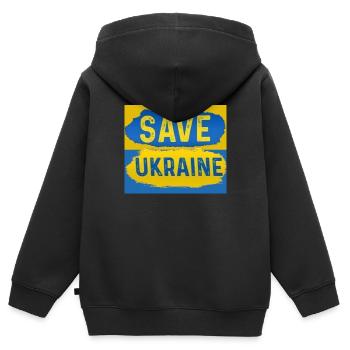Ukraine - Kinder Premium Organic Zip Hoodie - Schwarz - Hinten - AI Model Kid Male (0cm)