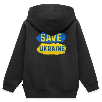 Save Ukraine - Kids Premium Organic Zip-up Hoodie - black - Back - AI Model Kid Male (0cm)