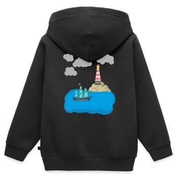 Sturm auf dem Meer - Kinder Premium Organic Zip Hoodie - Schwarz - Hinten - AI Model Kid Male (0cm)