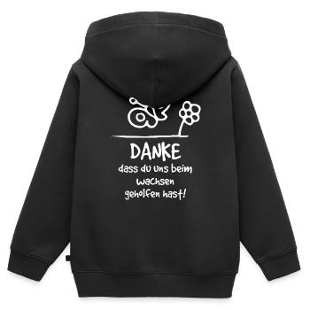 Danke, dass du uns beim wachsen geholfen hast - Kinder Premium Organic Zip Hoodie - Schwarz - Hinten - AI Model Kid Male (0cm)