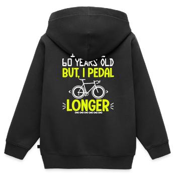 60 Jahre Jubiläum Radfahren 60 Jahre - Kinder Premium Organic Zip Hoodie - Schwarz - Hinten - AI Model Kid Male (0cm)