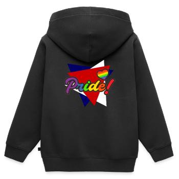 Gay pride LGBT - Sweat Premium à capuche zippé enfant bio - noir - Dos - AI Model Kid Male (0cm)