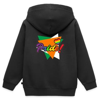 Gay pride Irlande - Sweat Premium à capuche zippé enfant bio - noir - Dos - AI Model Kid Male (0cm)