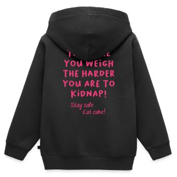 Lustiger T-Shirt Spruch mit Kalorien - Kinder Premium Organic Zip Hoodie - Schwarz - Hinten - AI Model Kid Male (0cm)
