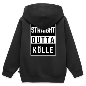 straight outta kölle - Kinder Premium Organic Zip Hoodie - Schwarz - Hinten - AI Model Kid Male (0cm)