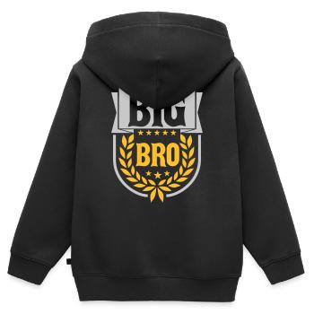 Big Bro Text Logo - Sweat Premium à capuche zippé enfant bio - noir - Dos - AI Model Kid Male (0cm)