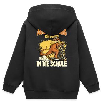 Einschulung T-Shirt Dino Einschulung Geschenk - Kinder Premium Organic Zip Hoodie - Schwarz - Hinten - AI Model Kid Male (0cm)