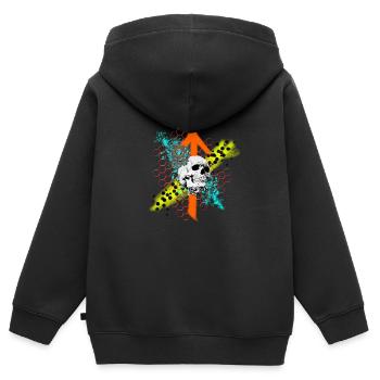 Zahnrad-Skull - Kinder Premium Organic Zip Hoodie - Schwarz - Hinten - AI Model Kid Male (0cm)