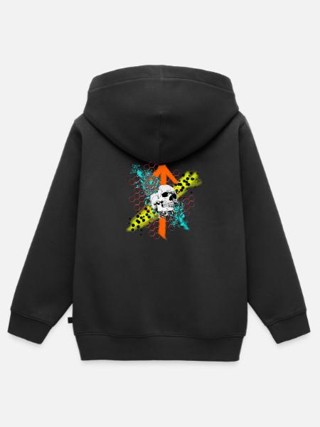 Zahnrad-Skull - Kinder Premium Organic Zip Hoodie - Schwarz
