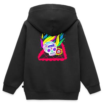 Mexikanischer Schädel - Kinder Premium Organic Zip Hoodie - Schwarz - Hinten - AI Model Kid Male (0cm)
