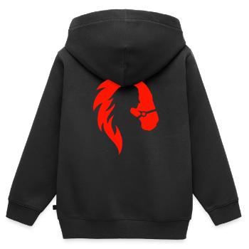 Tshirt Rouge Cheval et Femme Nature 2022 - Sweat Premium à capuche zippé enfant bio - noir - Dos - AI Model Kid Male (0cm)