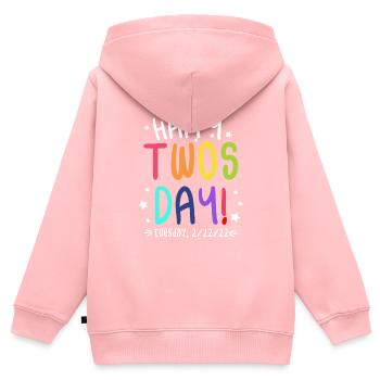 Happy Twosday 2.22.22 Mathématiciens colorés de deux jours - Sweat Premium à capuche zippé enfant bio - rose - Dos - AI Model Kid Female (0cm)