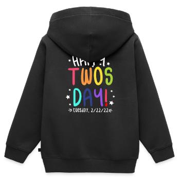 Happy Twosday 2.22.22 Mathématiciens colorés de deux jours - Sweat Premium à capuche zippé enfant bio - noir - Dos - AI Model Kid Male (0cm)