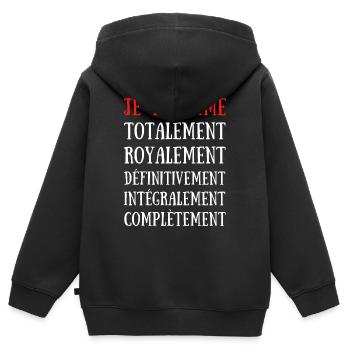 JE T'AIME TOTALEMENT .. COMPLETEMENT - Sweat Premium à capuche zippé enfant bio - noir - Dos - AI Model Kid Male (0cm)