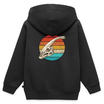 Parasaurolophu Vintage Dinosaur Dino Skull - Kids Premium Organic Zip-up Hoodie - black - Back - AI Model Kid Male (0cm)