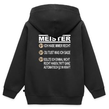 Meister Schule Abschluss Fortbildung Ingenieur - Kinder Premium Organic Zip Hoodie - Schwarz - Hinten - AI Model Kid Male (0cm)