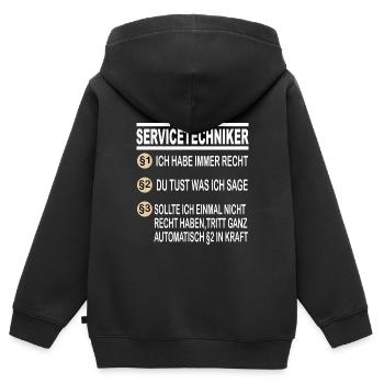 Servicetechniker Abschluss Fortbildung Ingenieur - Kinder Premium Organic Zip Hoodie - Schwarz - Hinten - AI Model Kid Male (0cm)