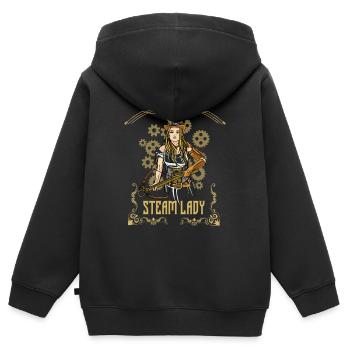 Steampunk Lady Girl Streetwear - Kinder Premium Organic Zip Hoodie - Schwarz - Hinten - AI Model Kid Male (0cm)