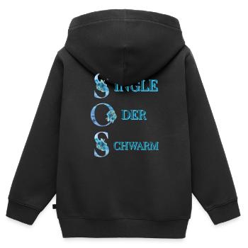 SOS Simple ou Essaim - Sweat Premium à capuche zippé enfant bio - noir - Dos - AI Model Kid Male (0cm)
