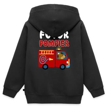 Futur Pompier Pour Mon Petit Héros De Fils - Sweat Premium à capuche zippé enfant bio - noir - Dos - AI Model Kid Male (0cm)