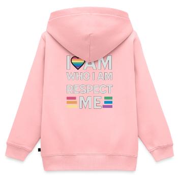 i am who i am respect me rainbow unisex - Kinder Premium Organic Zip Hoodie - Rosa - Hinten - AI Model Kid Female (0cm)