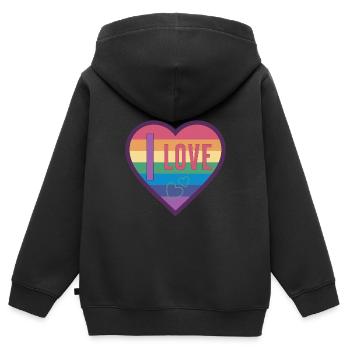 colorful heart rainbow unisex love for everyone - Kinder Premium Organic Zip Hoodie - Schwarz - Hinten - AI Model Kid Male (0cm)