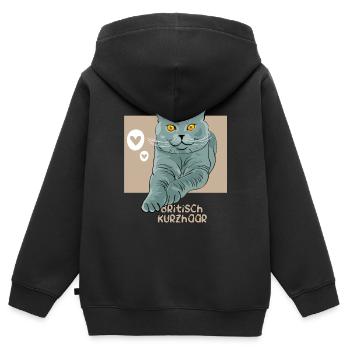 britisch kurzhaar Katze - Kinder Premium Organic Zip Hoodie - Schwarz - Hinten - AI Model Kid Male (0cm)