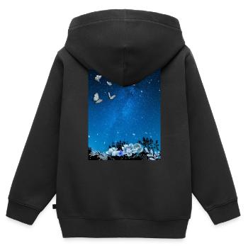 Illustration Self Love - Sweat Premium à capuche zippé enfant bio - noir - Dos - AI Model Kid Male (0cm)