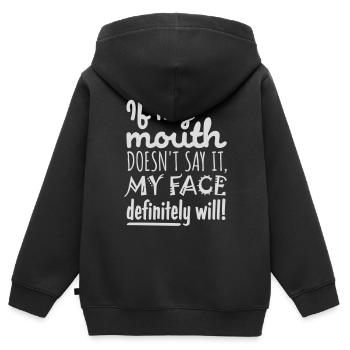 Mon visage le fera certainement - Sweat Premium à capuche zippé enfant bio - noir - Dos - AI Model Kid Male (0cm)
