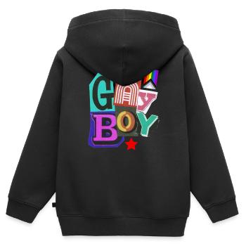 Gay Boy tee - Kids Premium Organic Zip-up Hoodie - black - Back - AI Model Kid Male (0cm)