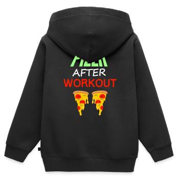Pizza nach dem Training, Fitness + Essen Angebot - Kinder Premium Organic Zip Hoodie - Schwarz - Hinten - AI Model Kid Male (0cm)