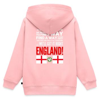 Angleterre de football - Sweat Premium à capuche zippé enfant bio - rose - Dos - AI Model Kid Female (0cm)