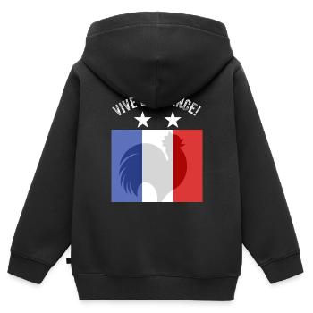 France - Sweat Premium à capuche zippé enfant bio - noir - Dos - AI Model Kid Male (0cm)