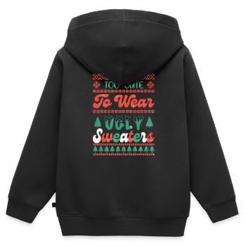 Too Cute To Wear Ugly - Kids Premium Organic Zip-up Hoodie - black - Back - AI Model Kid Male (0cm)