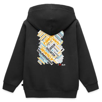 Berlin - Sweat Premium à capuche zippé enfant bio - noir - Dos - AI Model Kid Male (0cm)
