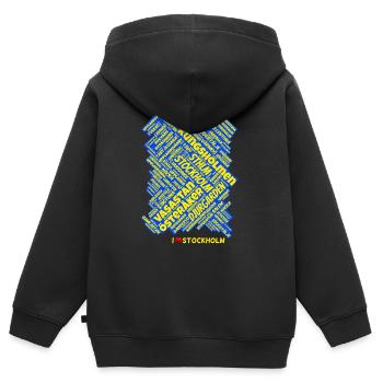 Stockholm - Kinder Premium Organic Zip Hoodie - Schwarz - Hinten - AI Model Kid Male (0cm)