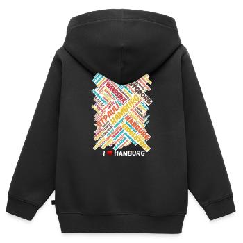 Hambourg - Sweat Premium à capuche zippé enfant bio - noir - Dos - AI Model Kid Male (0cm)
