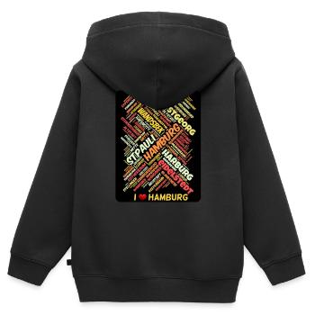 Hamburg - Kinder Premium Organic Zip Hoodie - Schwarz - Hinten - AI Model Kid Male (0cm)
