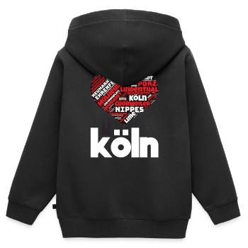 Cologne - Sweat Premium à capuche zippé enfant bio - noir - Dos - AI Model Kid Male (0cm)