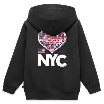 New York - Kinder Premium Organic Zip Hoodie - Schwarz - Hinten - AI Model Kid Male (0cm)