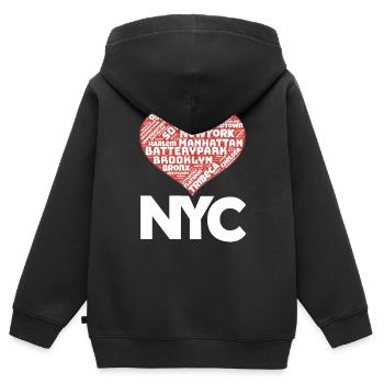 NYC - Sweat Premium à capuche zippé enfant bio - noir - Dos - AI Model Kid Male (0cm)
